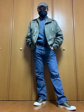 「フランネルシャツ」｜「アイテム（ハンチング/ベレー帽）」を使った、ashusanさん（メンズ・174cm）の冬コーディネート