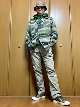 「アイテム（ハット、ブラウン系）」を使った、ashusanさん（メンズ・174cm）の冬コーディネート
