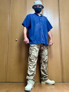 「デザートブーツ」｜「アイテム（帽子）」を使った、ashusanさん（メンズ・174cm）の夏コーディネート