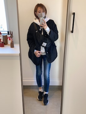 「coca（coca）（コカ）のアイテム（ノーカラージャケット）」を使った、y@Nsさん（レディース・156cm）の秋コーディネート