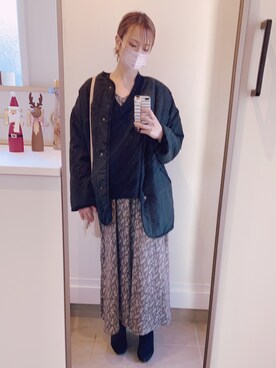 「coca（coca）（コカ）のアイテム（ノーカラージャケット）」を使った、y@Nsさん（レディース・156cm）の秋コーディネート