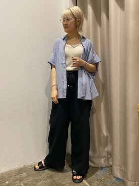 「羽織りシャツ」｜「アイテム（その他）」を使った、ゆきみんさん（レディース・163cm）の夏コーディネート