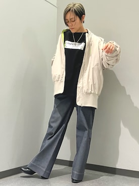 「アイテム（MA-1）」を使った、saudekistさん（レディース・160cm）の秋コーディネート