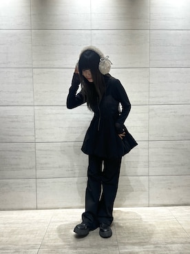 「アイテム（イヤーマフ）」を使った、樹さん（レディース・157cm）の秋コーディネート