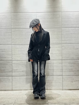 「アイテム（ハンチング/ベレー帽）」を使った、樹さん（レディース・157cm・10代）の秋コーディネート