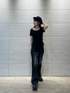 「アイテム（キャスケット）」を使った、樹さん（レディース・157cm）の夏コーディネート
