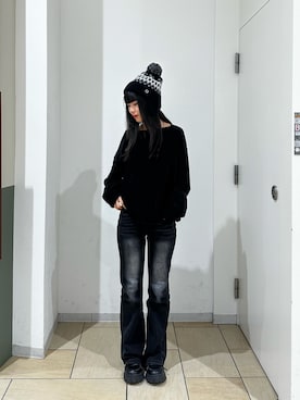 「アイテム（ニットキャップ/ビーニー）」を使った、樹さん（レディース・157cm・10代）の冬コーディネート