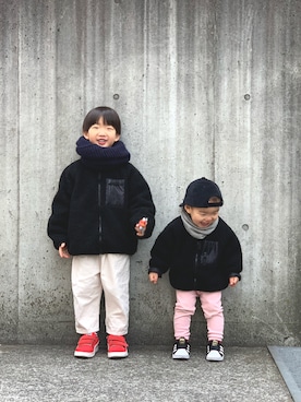 「むすこーで」｜「アイテム（スリッポン）」を使った、はこはこさん（キッズ・100cm）の冬コーディネート