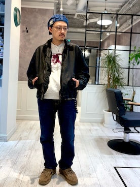 「アイテム（ハンチング/ベレー帽）」を使った、TADASHI  さん（メンズ・164cm）の秋コーディネート