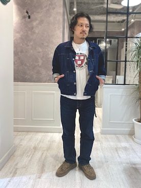 「アイテム（デニムジャケット）」を使った、TADASHI さん（メンズ・164cm）の秋コーディネート