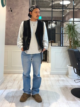 「アイテム（カバーオール）」を使った、TADASHI さん（メンズ・164cm）の秋コーディネート