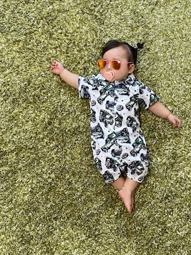 「アイテム（ママ＆ベビー、グリーン系）」を使った、®️さん（キッズ・70cm）の秋コーディネート