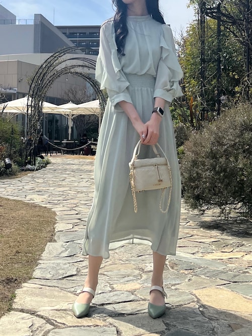 オフィシャルサイト・MASH STORE限定】シフォンフリルロングワンピース 