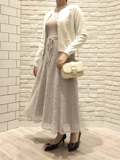 セール】2025秋冬新作 ラメレースニットドッキングワンピース