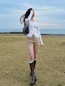 「無（ム）のアイテム」を使った、Ravenさん（レディース・162cm）の春コーディネート