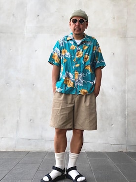 「Teva（テバ）のアイテム（サンダル、ブラック系）」を使った、ザッキローニさん（メンズ・172cm）の夏コーディネート
