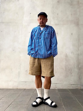 「Teva（テバ）のアイテム（サンダル、ブラック系）」を使った、ザッキローニさん（メンズ・172cm）の夏コーディネート