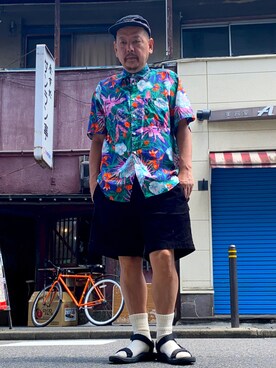「INHERIT（インヘリット）のアイテム（パンツ）」を使った、ザッキローニさん（メンズ・172cm）の夏コーディネート