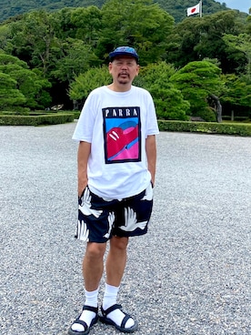 「Parra（パーラ）のアイテム」を使った、ザッキローニさん（メンズ・172cm）の夏コーディネート