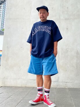 「INHERIT（インヘリット）のアイテム（パンツ）」を使った、ザッキローニさん（メンズ・172cm）の夏コーディネート