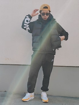 「アイテム（ダウンベスト）」を使った、03さん（メンズ・176cm）の秋コーディネート