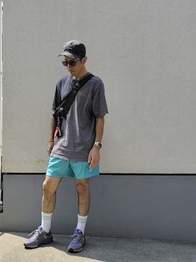 「アイテム（ボディバッグ/ウエストポーチ）」を使った、03さん（メンズ・176cm）の夏コーディネート