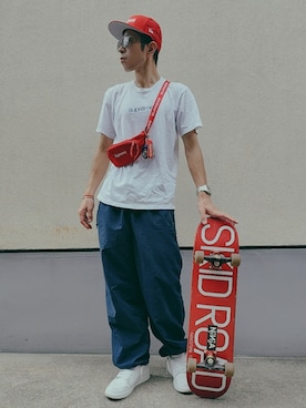 「アイテム（ボディバッグ/ウエストポーチ）」を使った、03さん（メンズ・176cm）の冬コーディネート