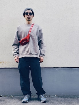 「アイテム（ボディバッグ/ウエストポーチ）」を使った、03さん（メンズ・176cm）の秋コーディネート