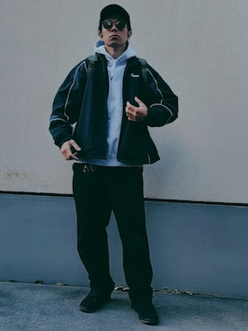 「アイテム（ナイロンジャケット）」を使った、03さん（メンズ・176cm）の冬コーディネート