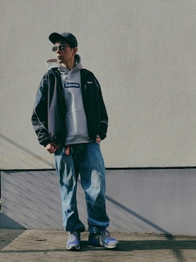 「アイテム（キャップ）」を使った、03さん（メンズ・176cm）の冬コーディネート