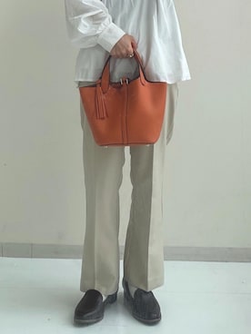 「アイテム（バレエシューズ、ブラウン系）」を使った、ゆみんさん（レディース・153cm）の秋コーディネート