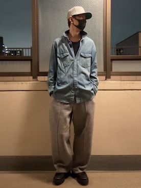 「Champion（チャンピオン）のアイテム（帽子）」を使った、HOLLIEさん（メンズ・180cm）の春コーディネート