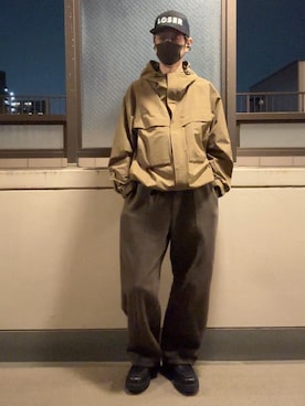 「SUB POP（サブポップ）のアイテム（キャップ、ブラック系）」を使った、HOLLIEさん（メンズ・180cm）の春コーディネート