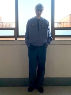 「アイテム（スカジャン）」を使った、HOLLIEさん（メンズ・180cm）の冬コーディネート