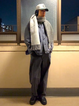 「アイテム（ジャケット/アウター、グレー系）」を使った、HOLLIEさん（メンズ・180cm）の冬コーディネート