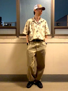 「BRIXTON(ブリクストン)のアイテム」を使った、HOLLIEさん(メンズ・180cm)の夏コーディネート