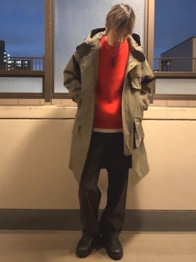 「アイテム（ニット/セーター）」を使った、HOLLIEさん（メンズ・180cm・40代）の冬コーディネート