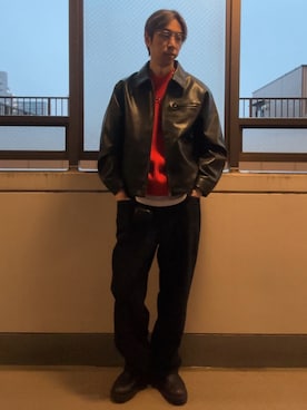 「GU（ジーユー）のアイテム（ブルゾン）」を使った、HOLLIEさん（メンズ・180cm）の春コーディネート