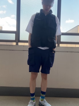 「カーゴショーツ」｜HOLLIEさん（メンズ・180cm）の夏コーディネート