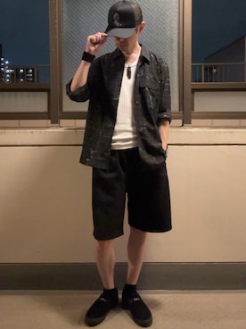 「アイテム（スウェットパンツ）」を使った、HOLLIEさん（メンズ・180cm）の夏コーディネート