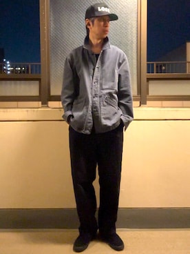 「アイテム（カバーオール）」を使った、HOLLIEさん（メンズ・180cm）の秋コーディネート