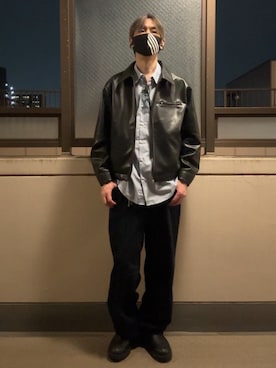 「GU（ジーユー）のアイテム（ブルゾン）」を使った、HOLLIEさん（メンズ・180cm）の春コーディネート