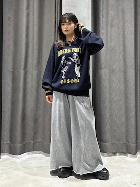 「PAGEBOY（ページボーイ）のサイドタックルーズウラケパンツ/イージーパンツ【4color・2size】（スウェットパンツ）」を使った、82omochi73さん（レディース・158cm）の秋コーディネート