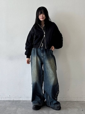 「PAGEBOY（ページボーイ）のプラットチャンキースニーカー（スニーカー、ブラック系）」を使った、82omochi73さん（レディース・158cm）の秋コーディネート
