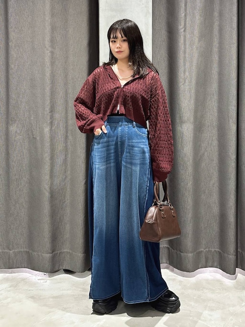 【裾から15cmまでセルフカット可能】ワイドフリーカットデニム