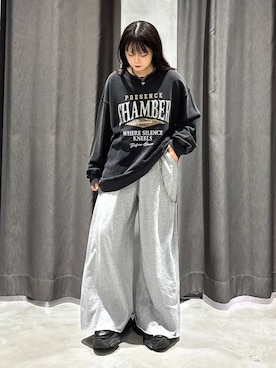 「PAGEBOY（ページボーイ）のサイドタックルーズウラケパンツ/イージーパンツ【4color・2size】（スウェットパンツ）」を使った、82omochi73さん（レディース・158cm・20代）の秋コーディネート