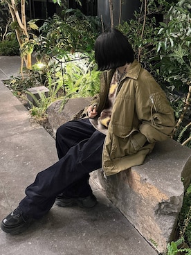 「アイテム（カーゴパンツ）」を使った、82omochi73さん（レディース・158cm）の秋コーディネート