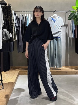 「PAGEBOY（ページボーイ）の≪S/M/Lの3サイズ展開≫ モードバックルスポサン（サンダル、ブラック系）」を使った、82omochi73さん（レディース・158cm）の夏コーディネート