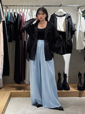 「PAGEBOY（ページボーイ）の＜自宅で洗える！イージーケア＞ スクエアネックリブタンク（タンクトップ、ブラック系）」を使った、82omochi73さん（レディース・158cm）の春コーディネート