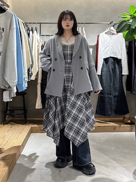 「PAGEBOY（ページボーイ）のレースアップソックスブーツ（ブーツ、ブラック系）」を使った、82omochi73さん（レディース・158cm）の春コーディネート